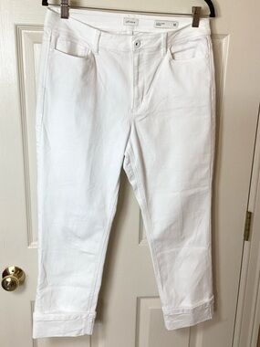 J. Jill High-Rise Cropped White Cuffed Jeans - Size 10